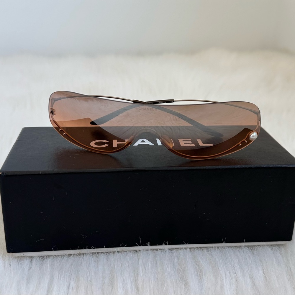 Authentic RARE vintage Chanel 4054 rimless gradient peachy orange sunglasses - Picture 4 of 10
